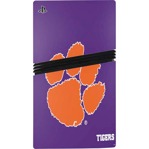 Clemson University Tiger Print Purple PS5 Pro Bundle Skin